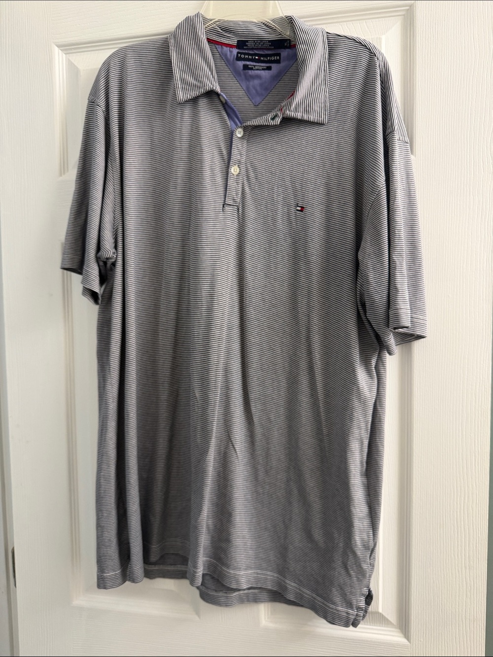 Tommy Hilfiger Men's Light Gray Micro-Stripe Polo